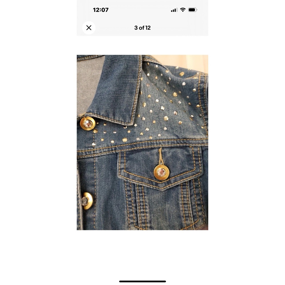 Christopher & Banks Denim Jacket With Bling Womens Size M vintage rhinestone - Picture 7 of 9